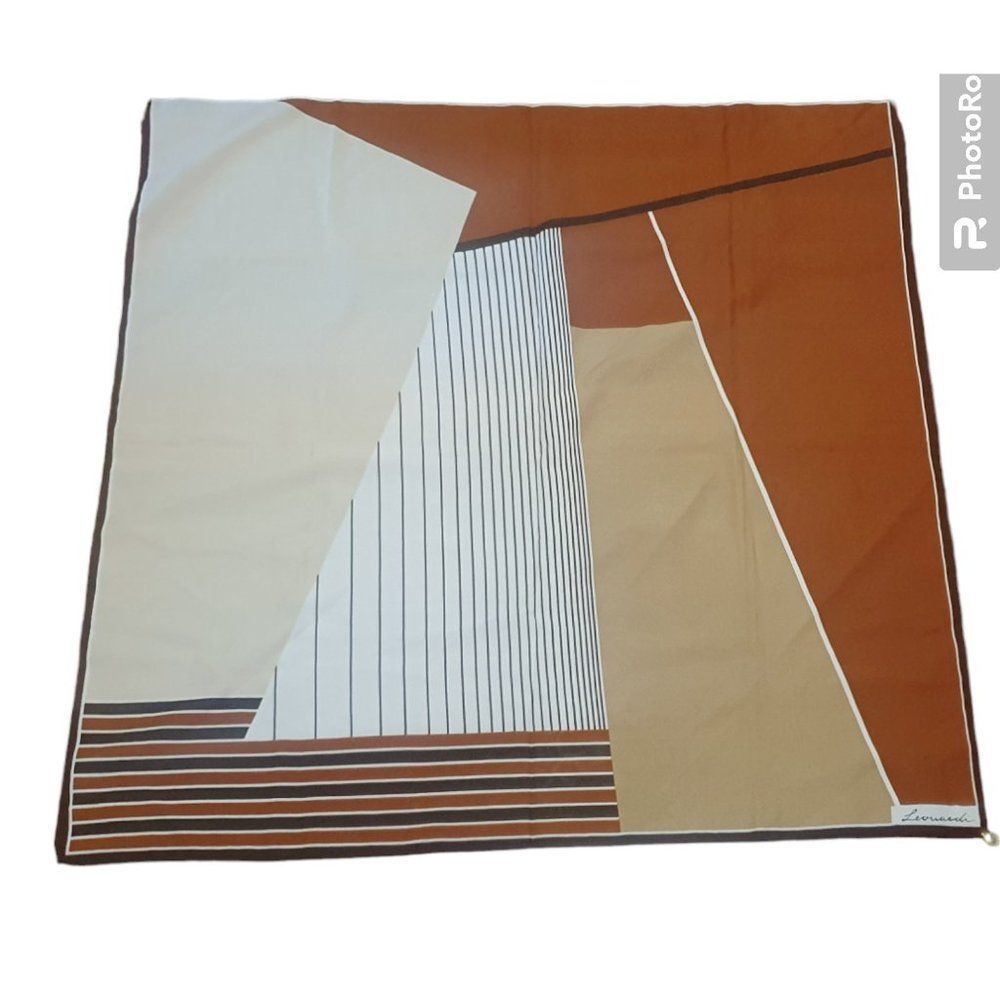 Leonardi Bright Colors Geometrical Design Scarf Silky Polyester Made in Italy! - Picture 2 of 6